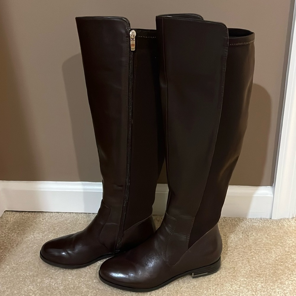 Nine West Tall Dark Brown Leather Boots